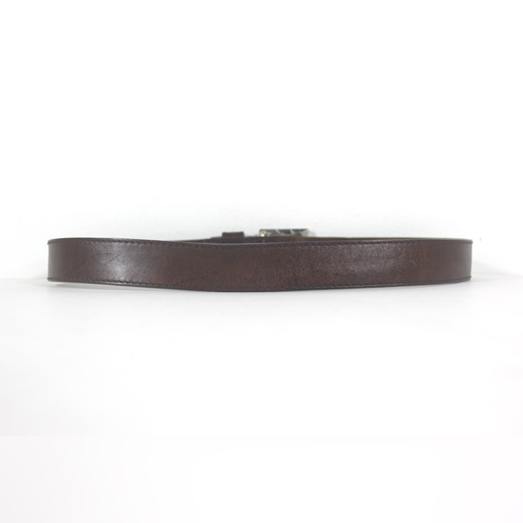 Vintage Distressed Brown Leather Belt Silver Buckle Worn In Work Jeans Belt - Picture 4 of 8